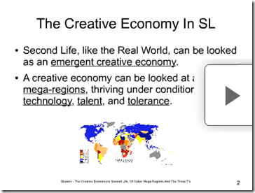 the creative economy in sl slide screen shot
